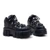 Punk Style Women Black Shoes Rock Metal Decor Lace-up Heel Height Platform Shoes Gothic Man Sneakers Women Ankle Boots