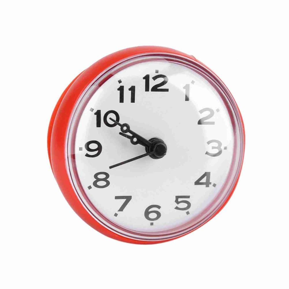 ABS suction cup analog wall clock red kitchen wall timepiece bathroom wall decoration