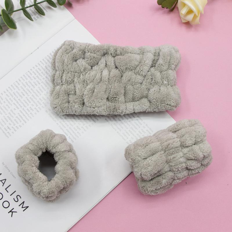 3 шт./комплект Женские коралловые флисовые повязки на голову Манжеты Водонепроницаемые повязки Впитывающие браслеты на запястье Повязки для умывания лица Повязка на голову Аксессуары для волос