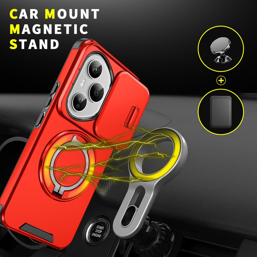 Magnetic Stand Phone Case for Huawei Honor 400 Pro Slide Camera Protection Cover For Honor 400 Lite X60 Pro X9C Magic 7 Armor