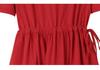 2026 Summer Women's Plus Size Red A-Line Short-Sleeve Waist-Cinched Dress