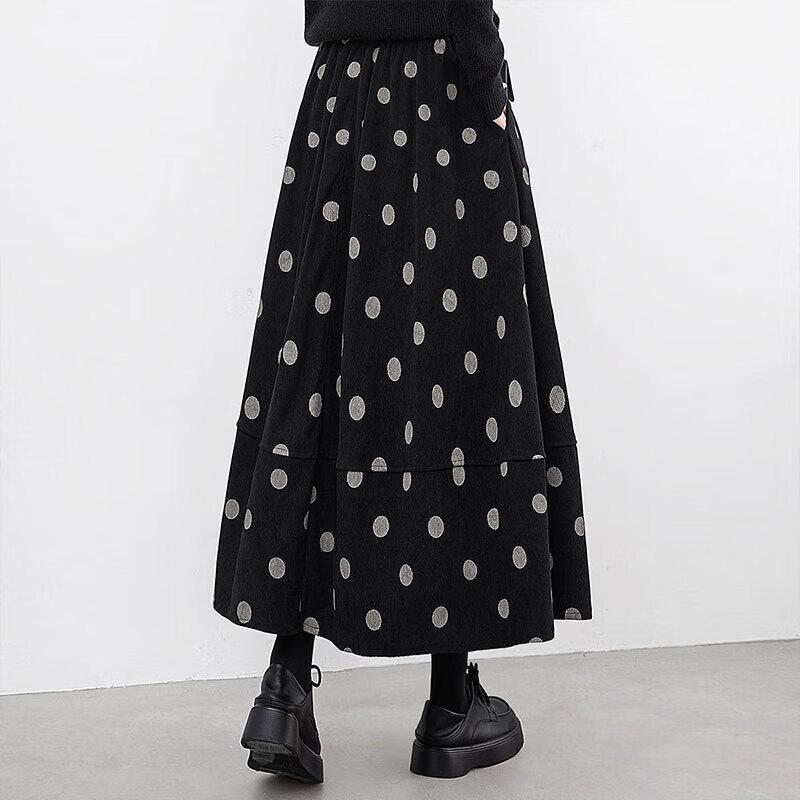 Women's High-Waist Polka Dot A-Line Midi Skirt