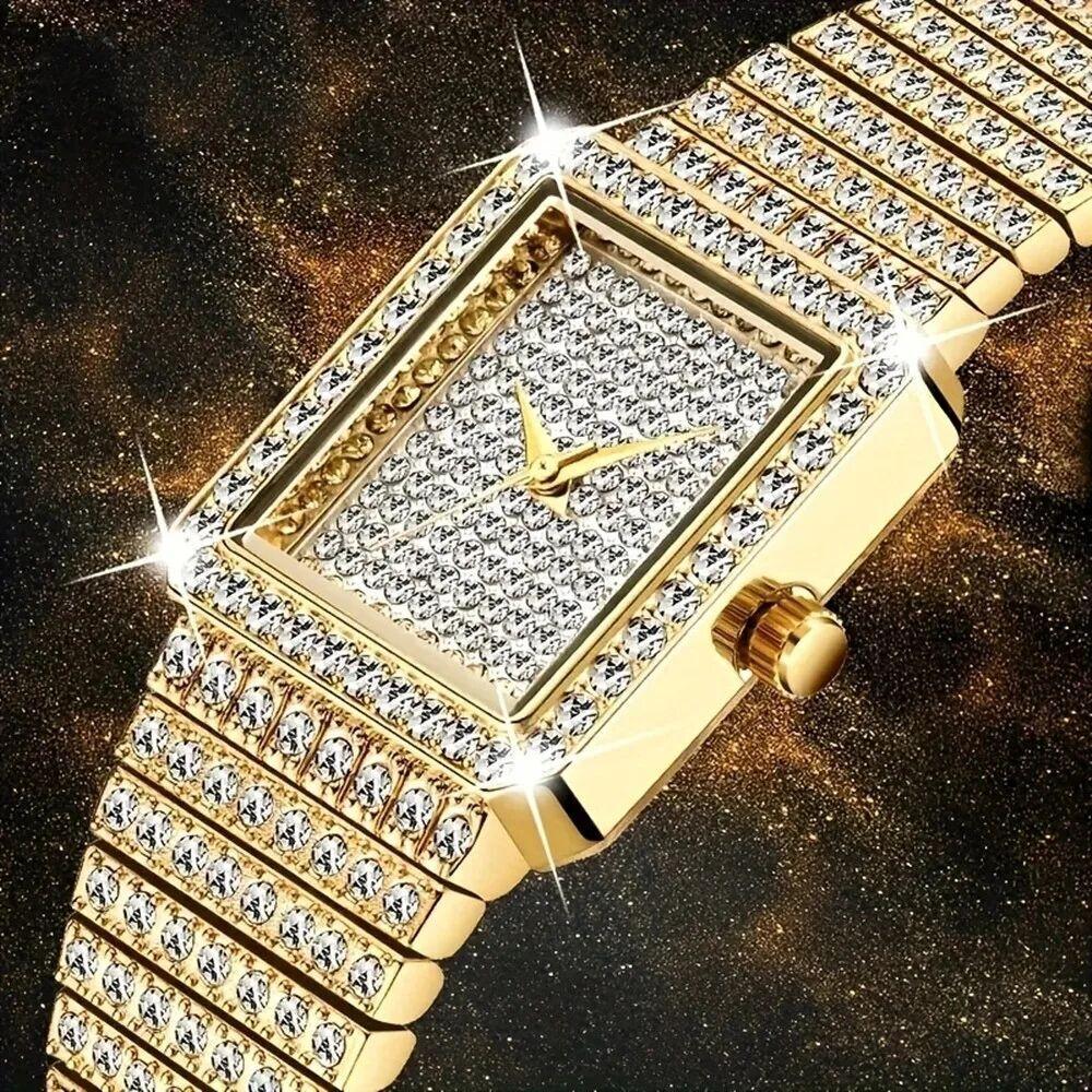 Diamond Women Watches Gold Watch Ladies Wrist Watches Luxury Brand Rhinestone Womens Bracelet Watches Female Relogio Feminino золотой