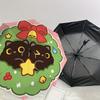 Christmas Cat Wreath Umbrella: A Festive, Auto-Opening Protection for Outdoor Adventures and Travel Gifts 050
