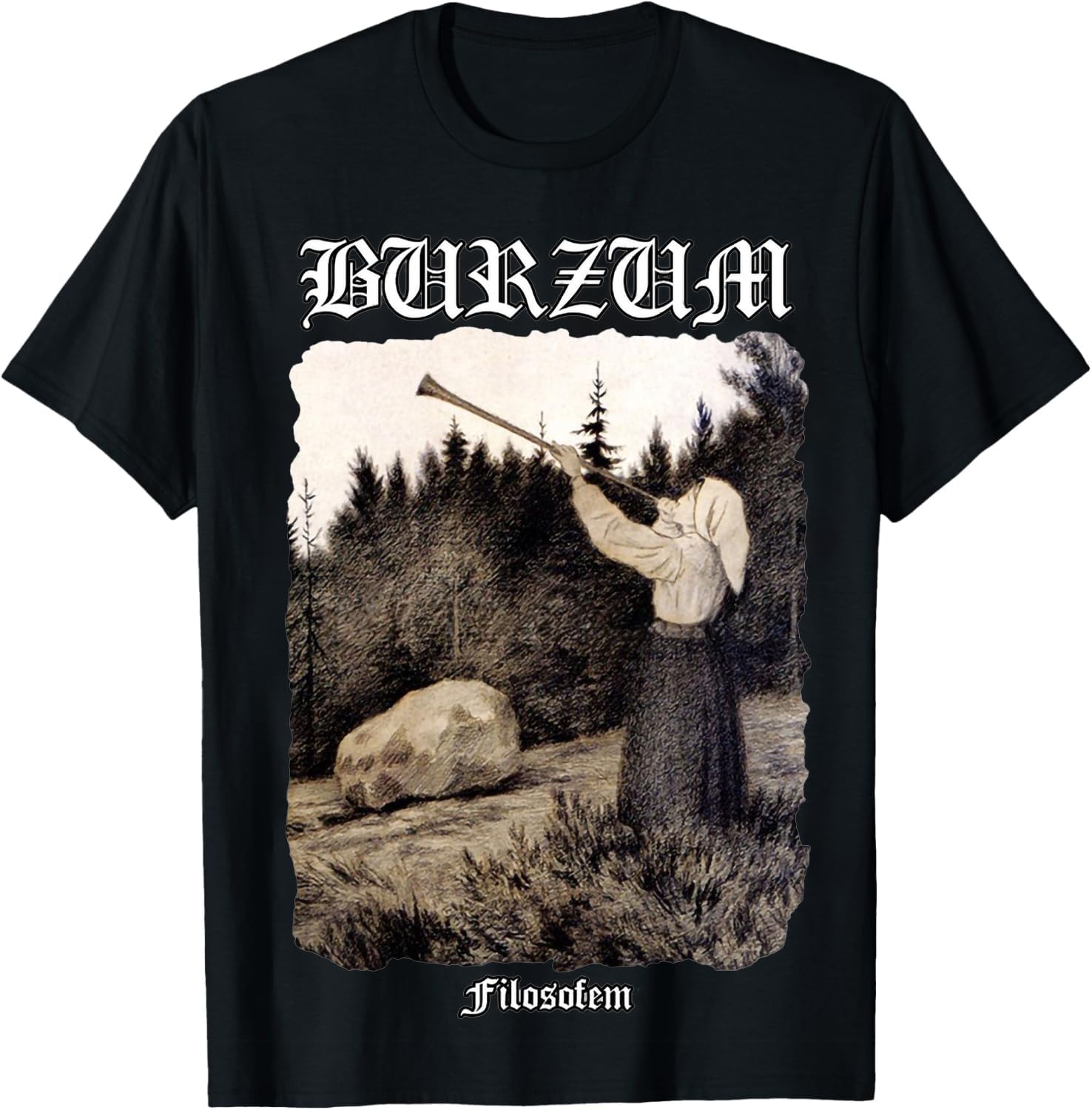 Burzum Blow The Trumpet T-Shirt - Vintage Harajuku Streetwear, 200g Cotton Unisex Tee (S-XXXL) S разноцветный
