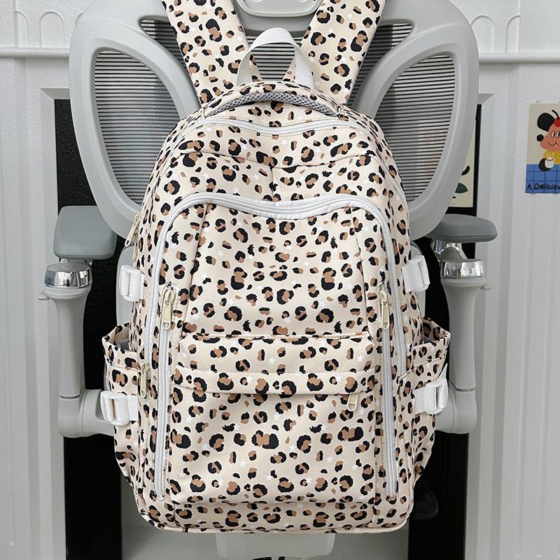 Schulrucksack Rucksack neuer Leopardenmuster Schulrucksack Amerikanischer College-Student Koreanische Version niedlich große Kapazität Nische Ins Rucksack