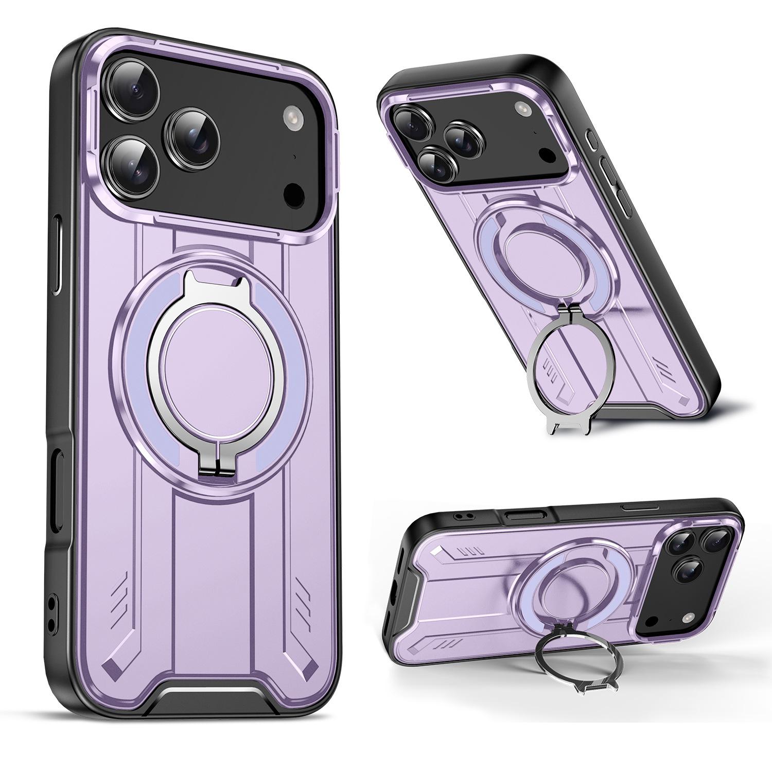 

iPhone 17 Pro Max Case with Rotating Stand - Drop-Proof Protective Cover for Apple 14/15/16 Pro Models iPhone 16 фиолетовый