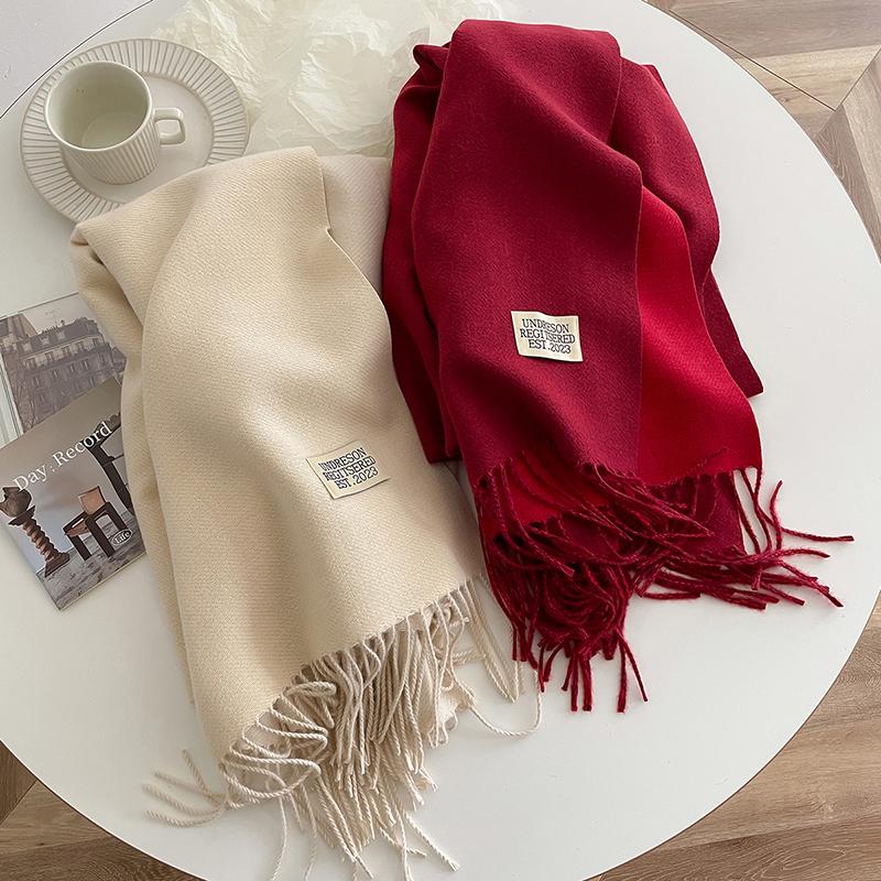 Luxury 2 Colours Cashmere Scarf Women Autumn Winter Shawl Pashmina Handkerchief Lady Pareo Soft Outdoor Windproof Travel Bufanda
