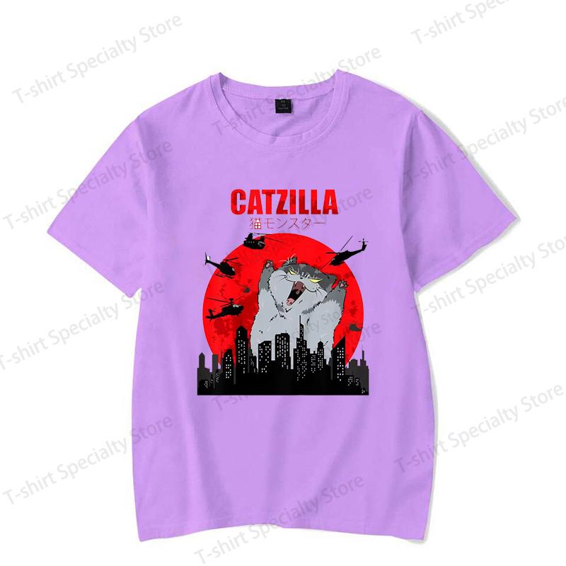 Funny Cute Art Japanese Cat Graphic for Cat Lover Catzilla TShirt Graphic T Shirts Womens Clothing Fashion Tshirt