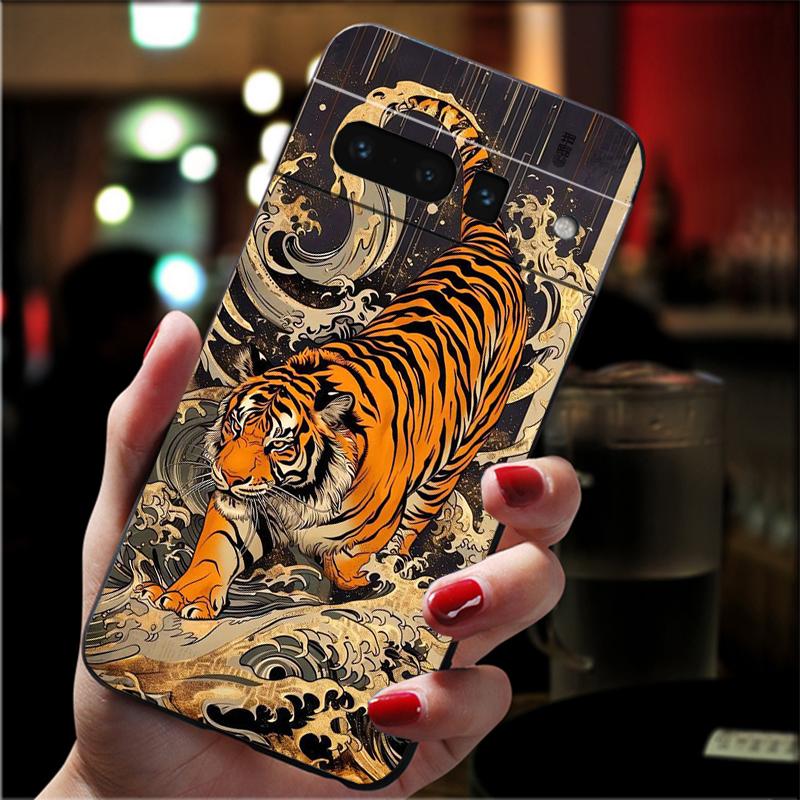 Japanese tiger art tattoo Carcasa Funda Phone Case For Google Pixel 10 9 Pro XL 9A 8 7 6 Pro Pixel 8A 7A 6A Pixel 8 7 6 5 Case