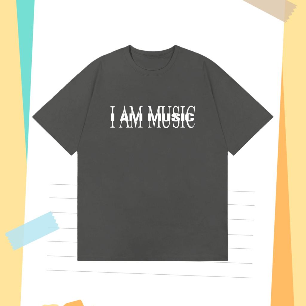 Mens Clothing I AM MUSIC Fun Design Cotton Printed Tshirt Spring and Summer  Personality Short Sleeved Round Neck Tshirt
