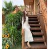 Women's High Neck Lace Crochet Dress with Bow Tie Waist, Long Sleeve, New 2026 Style
