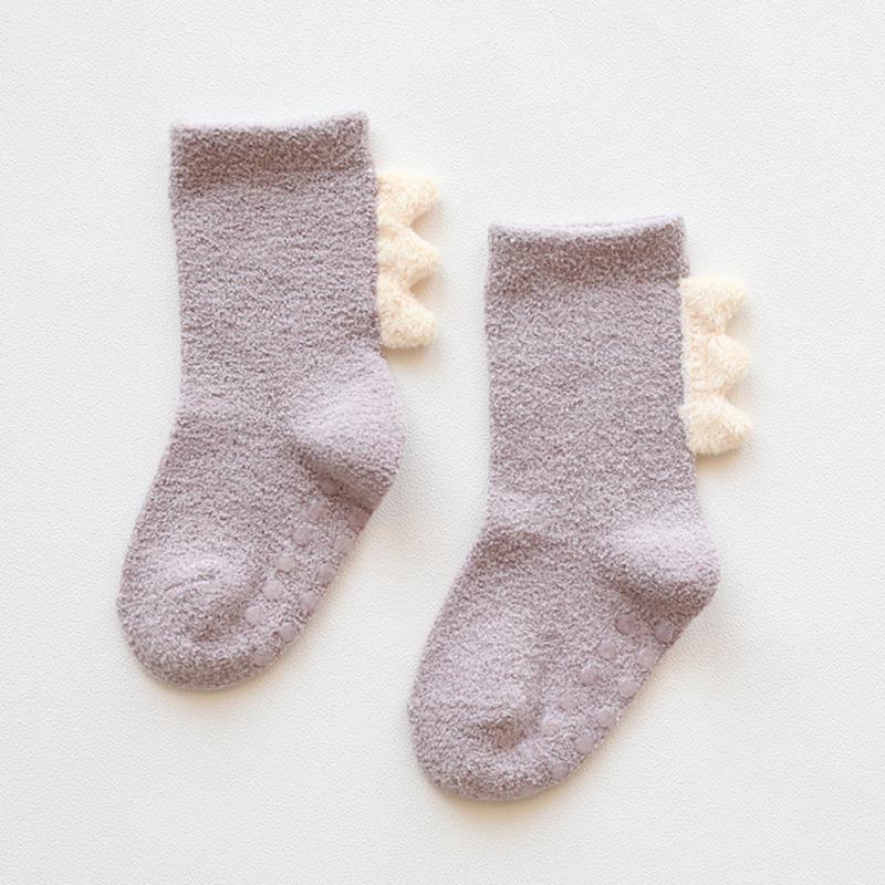 Newborn Babies Cartoon Anti-skid Coral Fleece Stereo Baby Socks Medium Stockings 0-3 years old