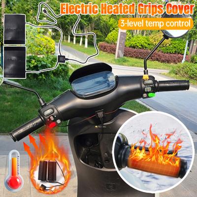 Motorcycle Heated Hand Grip Cover for ATV Scooter Handlebar Heater Warmer 3-Gear Temperature Adjustable Motorcycle Grips Cover
