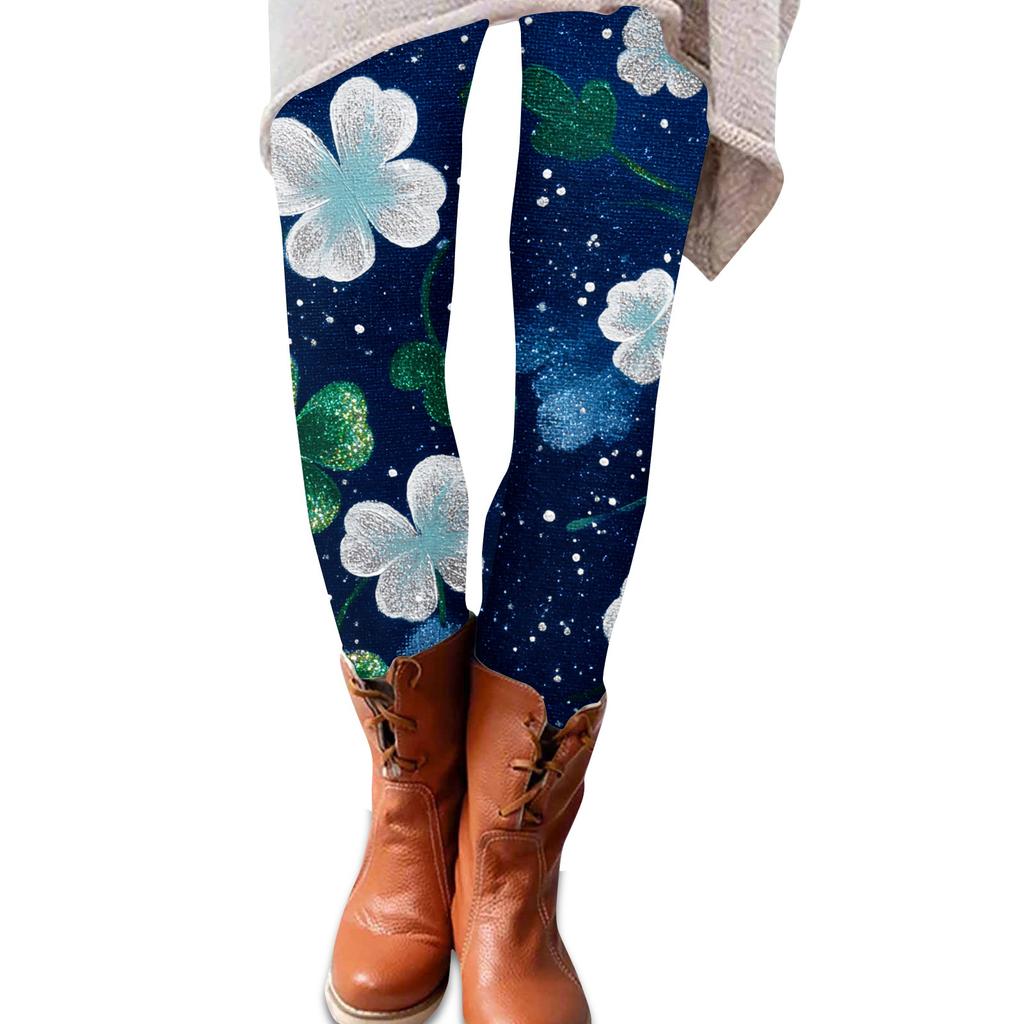 Frauen St. Patrick Print Stretch Weiche Leggings Lässig Haus Schlafbekleidung