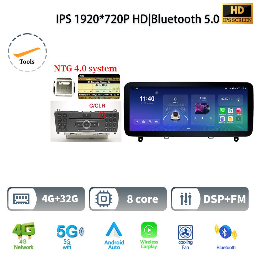 

12,3 для Mercedes Benz W204 C200 C300 2008-2010 Мультимедиа GPS Автомобильное радио BT Android 14 Навигация Carplay Сенсорный экран Стерео CHINA