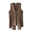 Womens Cotton Linen Vest V-neck Long Waistcoat Summer