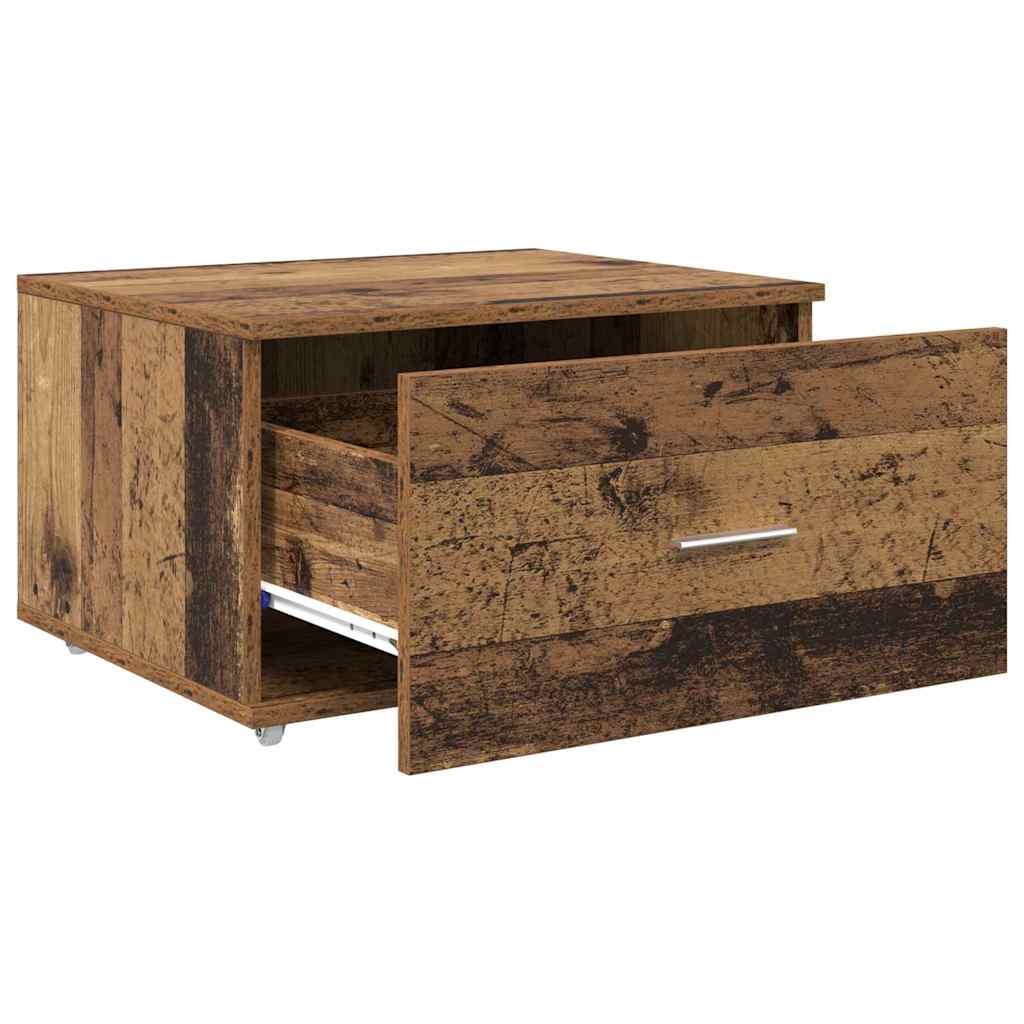Drawer Cabinet with Wheels Reclaimed Wood Look 55 X 45 X 31 Cm
