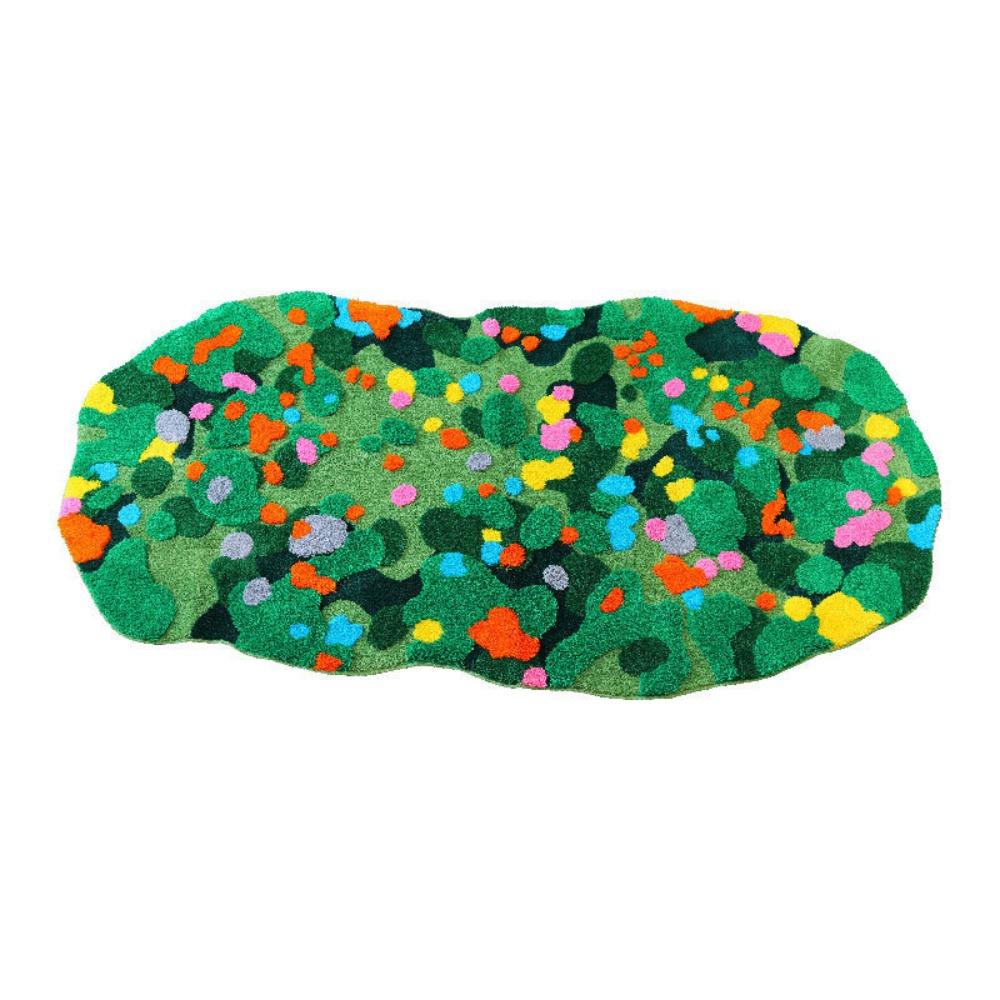 Non Slip Imitation Cashmere Carpet Irregular Bedside Carpet Home Decor Green Moss Rug  Bedroom