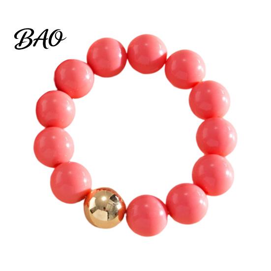 Colorful Bead Necklace Beaded Jewelry for Women, Acrylic Big Beads Choker Female Bracelet Necklace, Round Stretch Bracelet, Summer Retro Accessory
