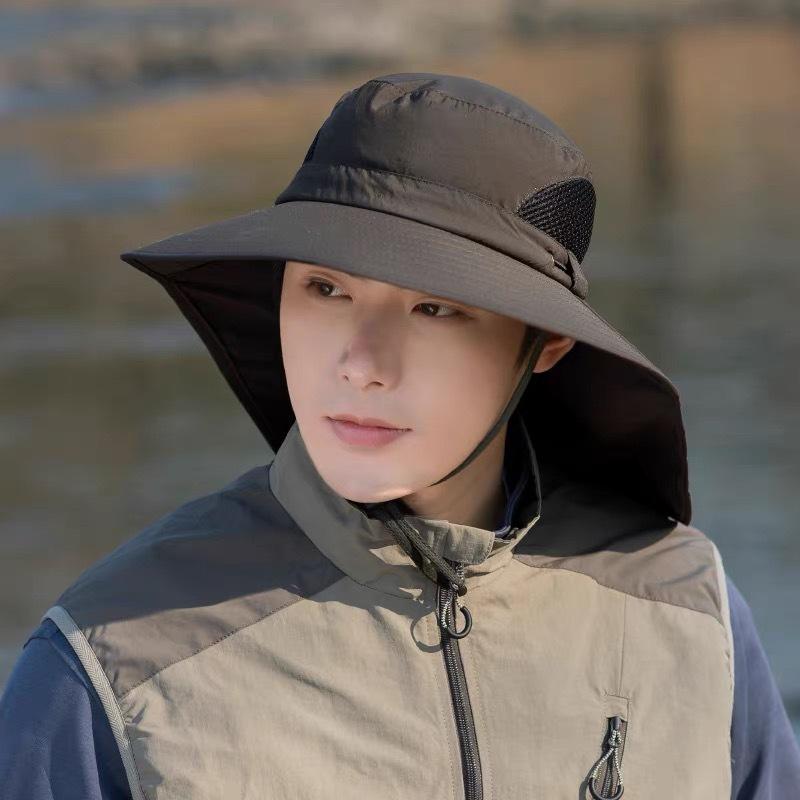 Sunscreen Hat Men'S Fishing Hat Shawl Mask Bucket Hat Outdoor Sun Hat Breathable Cool Hat Quick Drying Mountaineering Hat