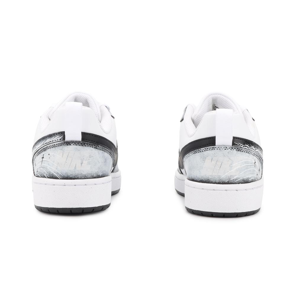 Nike Court Borough White Night Echo Slip Resistant Abrasion Resistant Low top Skateboard Shoes Unisex Black White DV5456-131(Team1715-)