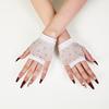 Fishnet Design Rhinestone Gloves Shiny Decor Short Gloves New Fingerless Gloves  Dance Performance