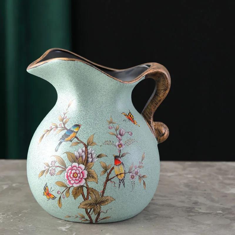 European Ceramic Vase Hand Painted Little