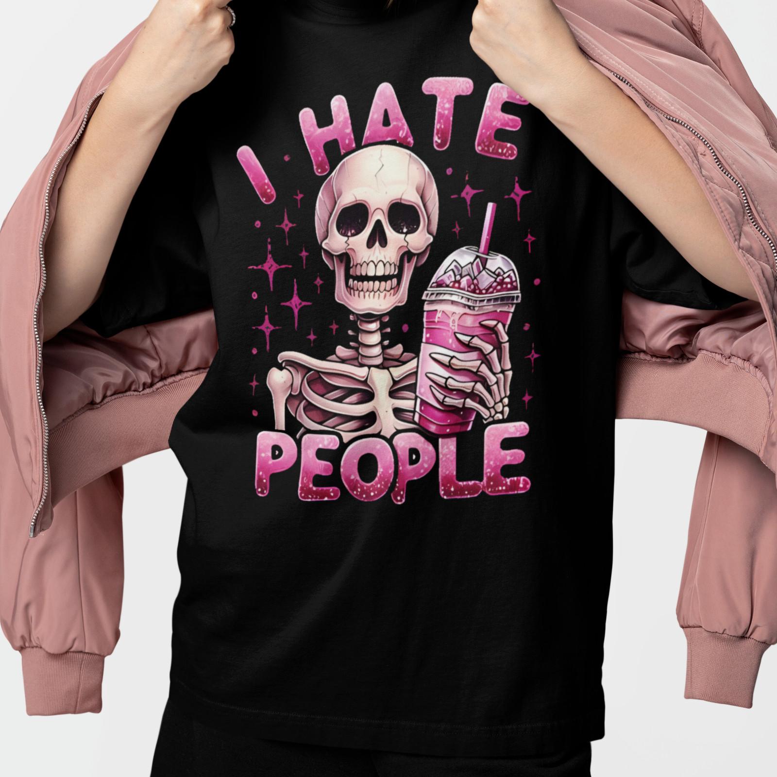 I Hate People Shirt Funny Skeleton Shirt Introvert Sarcasm Tee Unisex L