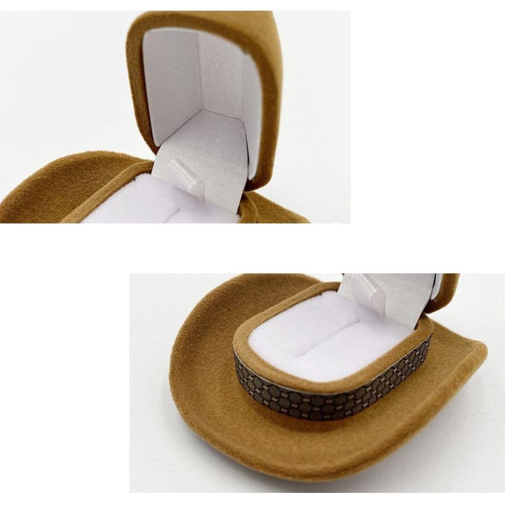 Velvet Cowboy Hat Box Retro Hat Box Jewelry Box Western Wedding Decor  Ring