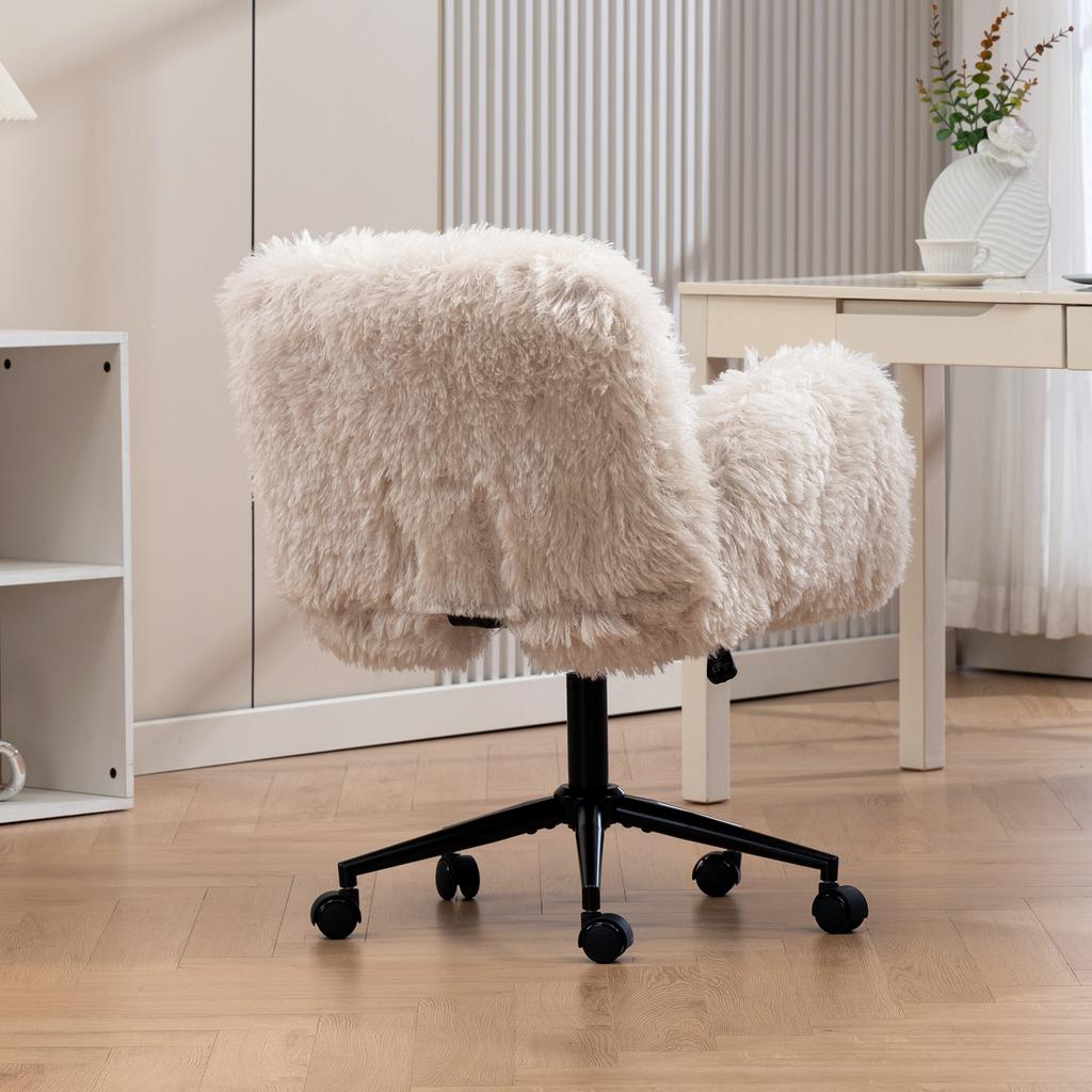Bürostuhl, Fünfstufig verstellbare Armlehnen, Rollen, Ergonomisch, Verdickte Rückenlehne, Drehbar, für Homeoffice, Schminktisch, Schlafzimmer und Wohnzimmer