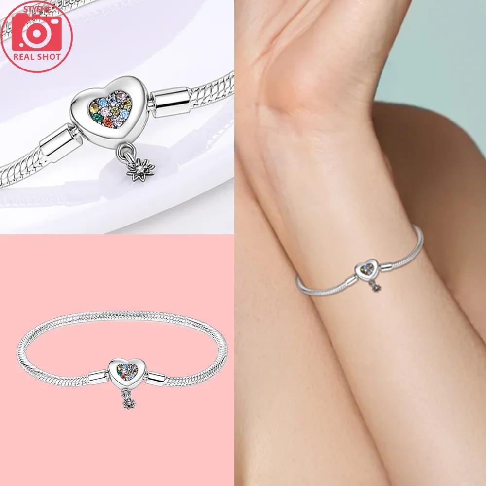 Sliver Bracelets Heart Lucky Eyes Bracelets Female Anniversary Party Fine Bracelets Bangles Jewellery Gifts for Women