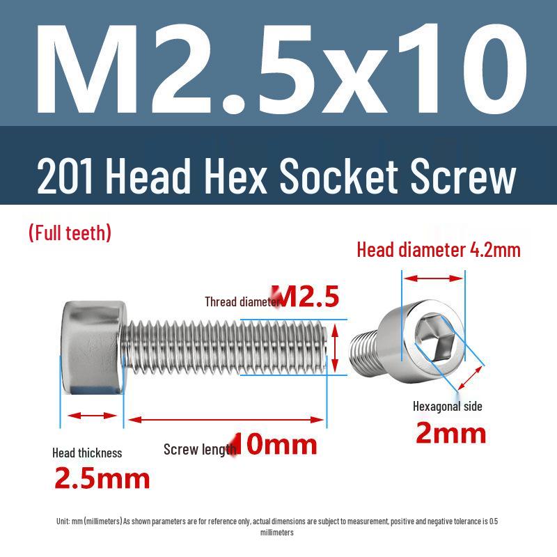 Yigu 201 Stainless Steel Cup Head Hexagon Screws and Bolts - M3, M4, M5, M6