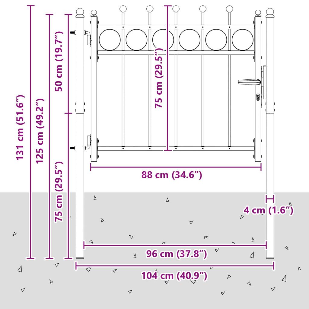 Zauntor HORST 100 x 75 cm Metal Black Lockable