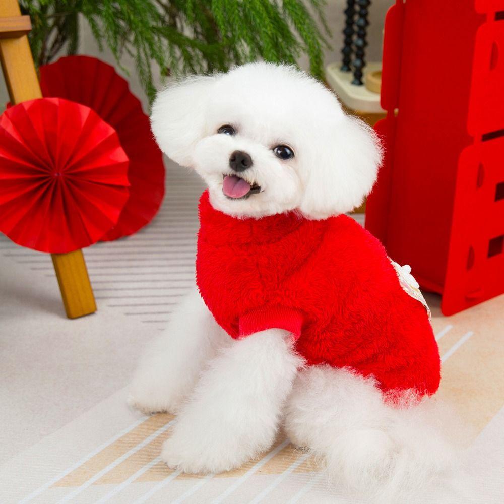Chinese Style Dog Sweater Coat Flannel Puppy Warm Jacket Practical Winter Dog Vest  For Dogs Puppy