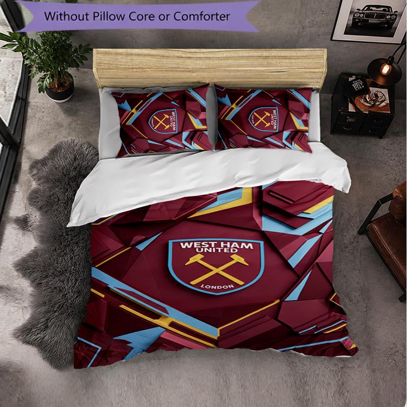 West Ham United Calcio Set Biancheria da Letto 3 Pezzi Morbido Set Copripiumino con Federe Set Decorazione Camera da Letto per la Casa