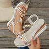 Fashion Women Sandals Fashion T-Strap Platform Shoes for Women Mix Color Elastic Band Wedge Sandals Woman Summer Daily Open Shoes Female