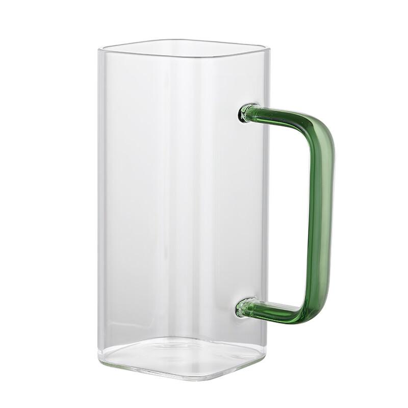 Shangqi Glass Square Mouth Cup with Colored Handle