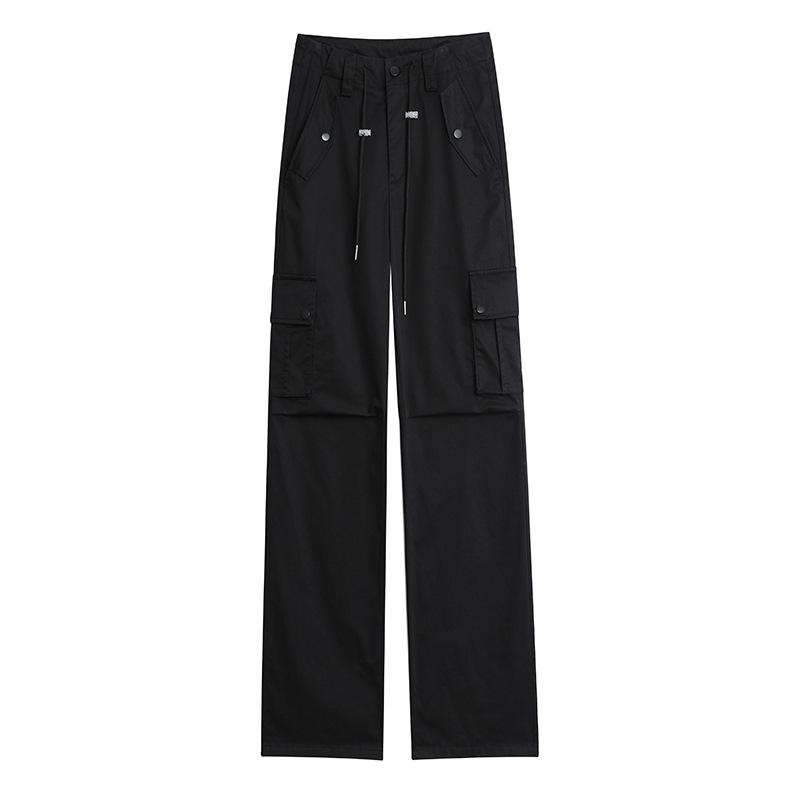 FiveFive Y2K Drawstring Cargo Parachute Pants Women Harajuku Streetwear Oversize Wide Leg Straight Trousers Female Pockets