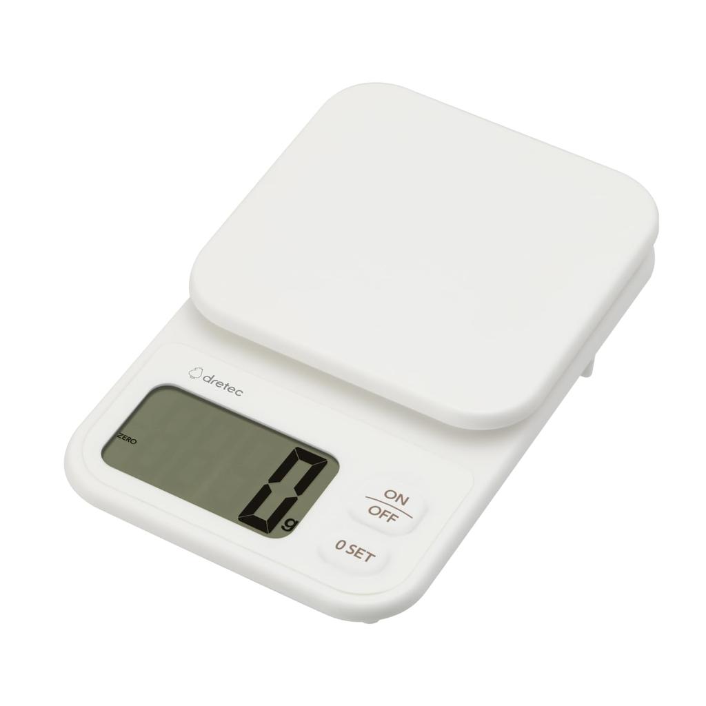 Dretec Digital Japanese Large Kitchen White Scale, Manufacturer, 3kg/1g Units, Tare, Screen, Scale, Cooking,