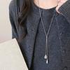 LATS Tiger's-Eye Stone White Spotted Water Drop Pendant Necklace for Women Adjustable Long Pull Necklace Jewelry Gift