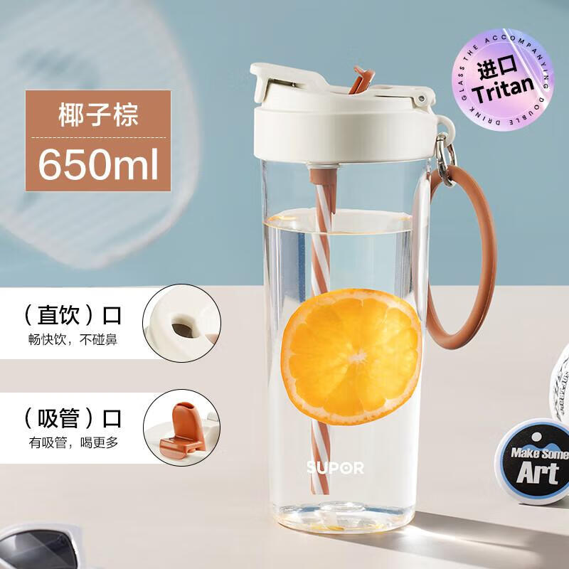 Supor Dual-Drink Portable Glass Water Bottle