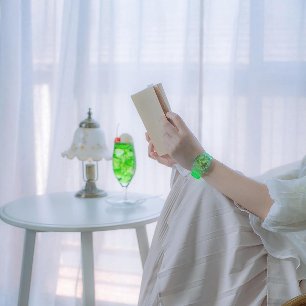 SmileSolar Solar Travel Cafe Collaboration Model Green Q&Q Watch, Analog, Solar, "Gensui" R02A-508VK,