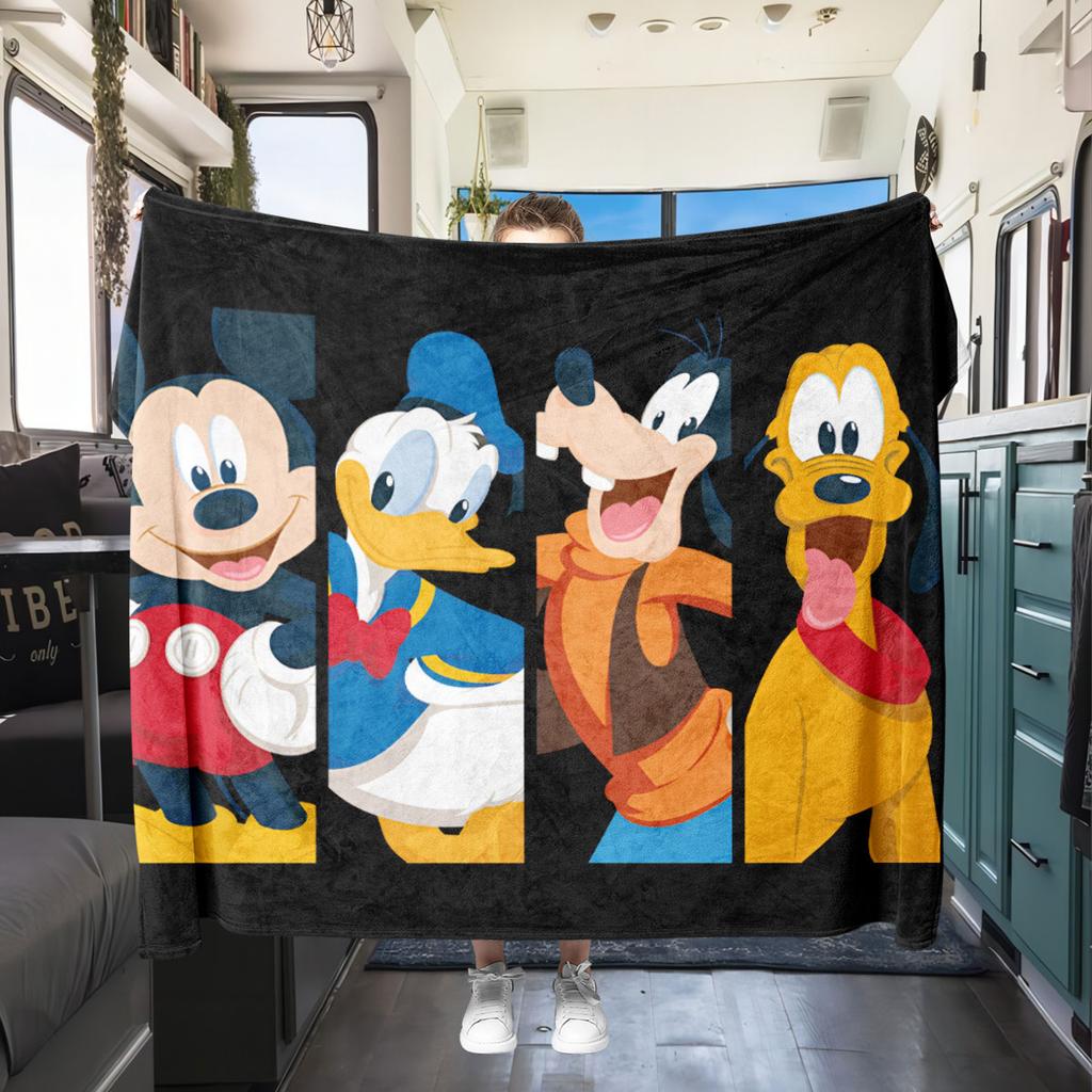 Mickey Print Flannel Blanket Cartoon Home Decor for Sofas Beds Bedrooms Chairs Travel Picnics Unique Gift for All Seasons
