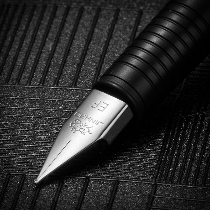 Jinhao 65 Fountain Pen Matte Black All Steel Barrel Extra Fine Nib Ink Pens for Writing Office School Calligraphy