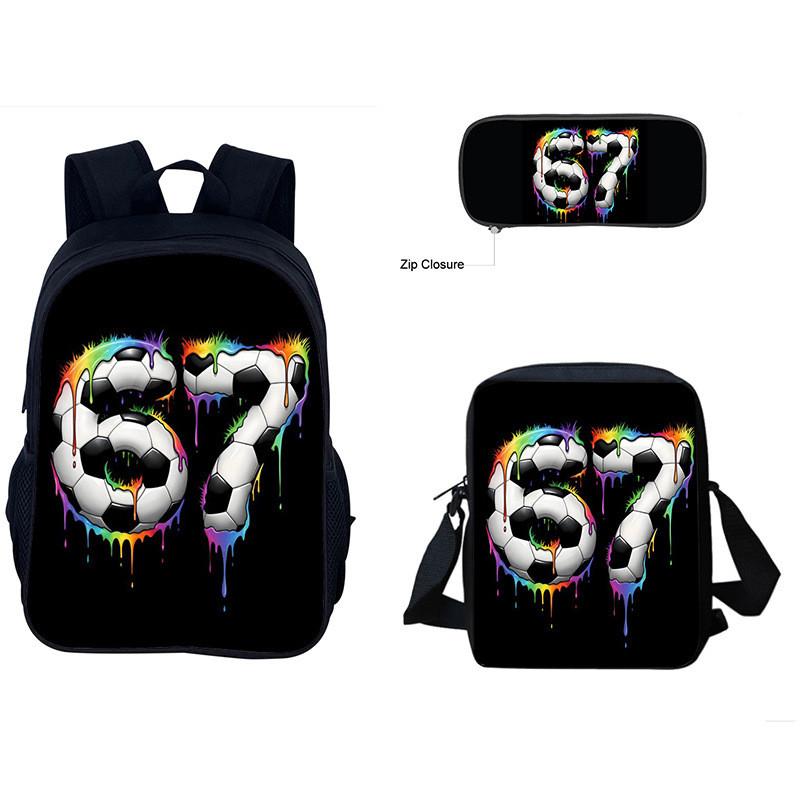 

67 Pattern Printed School Bag Threepiece Backpack For Middle School Boys Style A