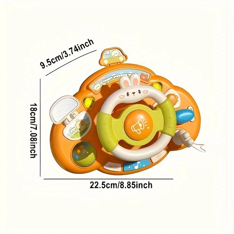 Baby Electric Steering Wheel Toy, Cartoon Bunny Design, Fun Driving Simulation, Perfect for Early Learning