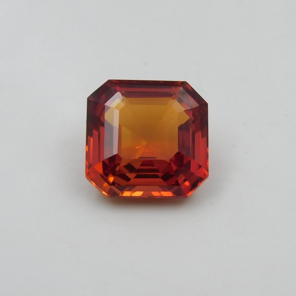 Natural Orange Sapphire Loose Gemstone Emerald Cut 15.00 ct September Birthstone for Gem Collections