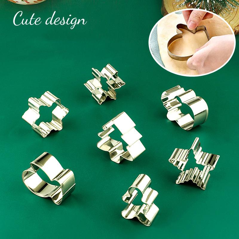 5Pcs Christmas Cookie Cutter Set Stainless Steel Christmas Themed Shape Cookie Mold Biscuit Cutters DIY Baking Tool Navidad Gift