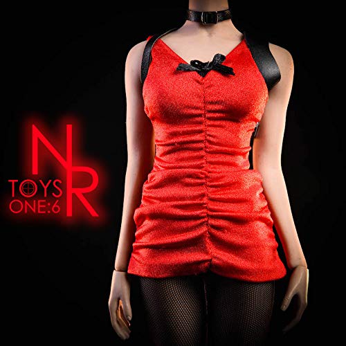[TOYBARJAPAN] 1/6 Scale Figure Accessories/NRTOYS NR18 Beautiful Female Red Dress, Stockings, Shoes, and Weapon Set (Head and Body Not Included)